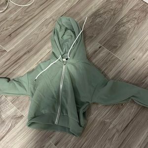 Cropped green zip up hoodie